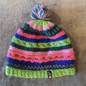 Colorful Icewear Magney Hand Knit Pom Pom Beanie